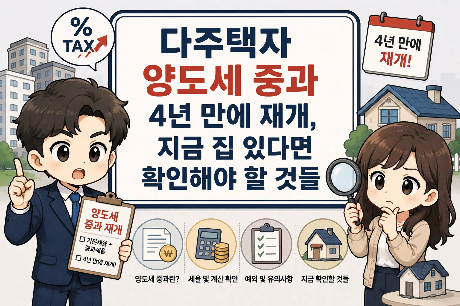다주택자 양도세 중과 4년 만에 재개, 지금 집 있다면 확인해야 할 것들