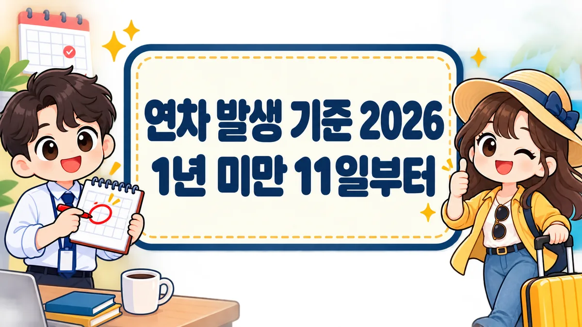 연차 발생 기준 2026, 1년 미만 11일부터 가산연차 25일까지 총정리