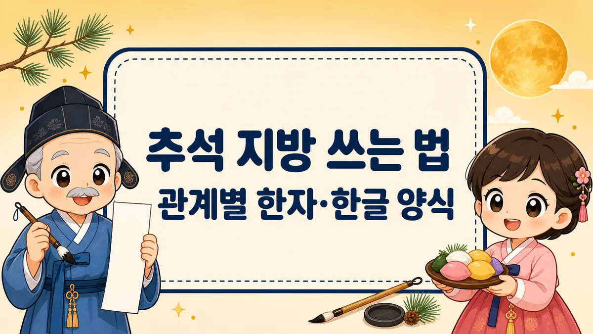 추석 지방 쓰는 법, 관계별 한자·한글 양식과 규격 총정리 추석 지방 쓰는 법, 관계별 한자·한글 양식과 규격 총정리
