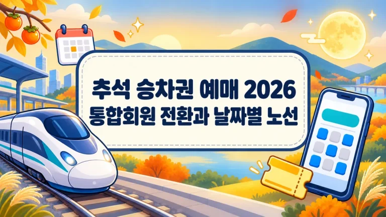 추석 승차권 예매 2026, 통합회원 전환과 날짜별 노선 총정리