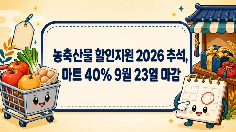농축산물 할인지원 2026 추석, 마트 40% 9월 23일 마감과 상품권 혜택 날짜 총정리