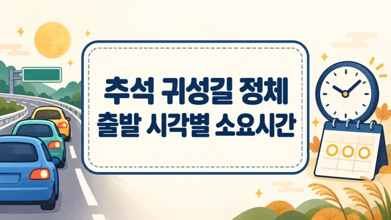 추석 귀성길 정체 2026, 출발 시각별 예상 소요시간 정리