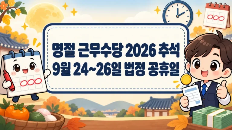 명절 근무수당 2026 추석, 9월 24~26일 법정 공휴일
