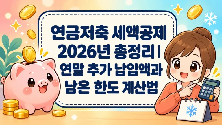 연금저축 세액공제 2026년 총정리｜연말 추가 납입액과 남은 한도 계산법